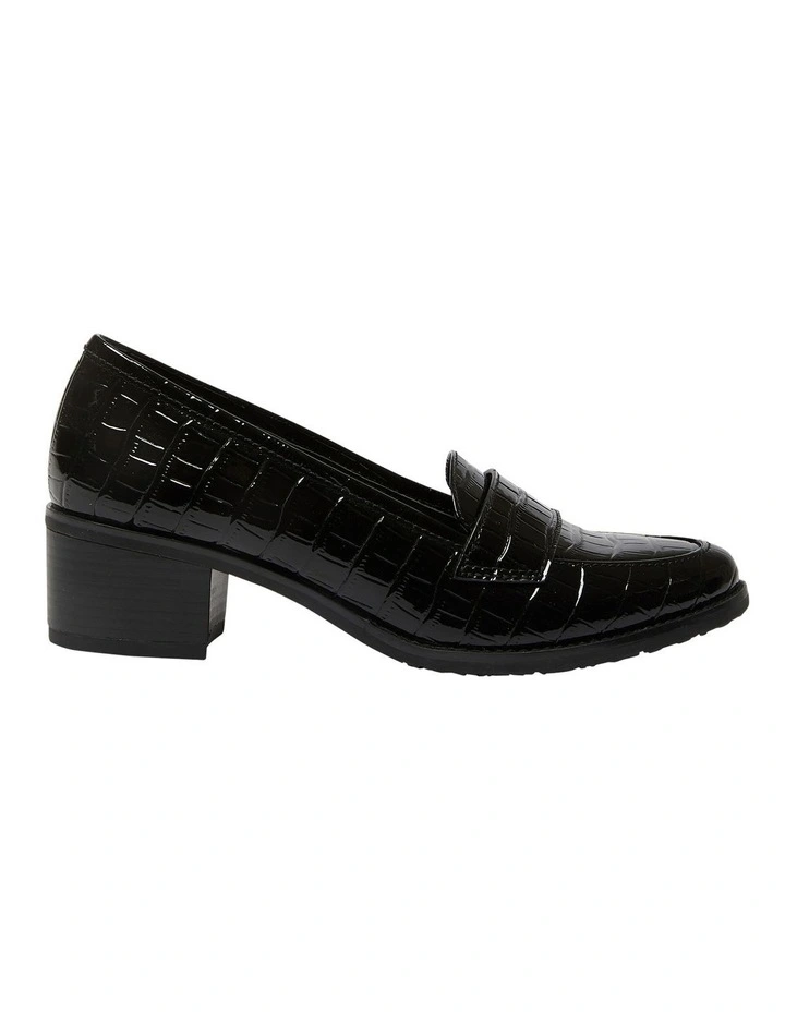 Napoli Heeled Shoes in Black Patent Croc Leather