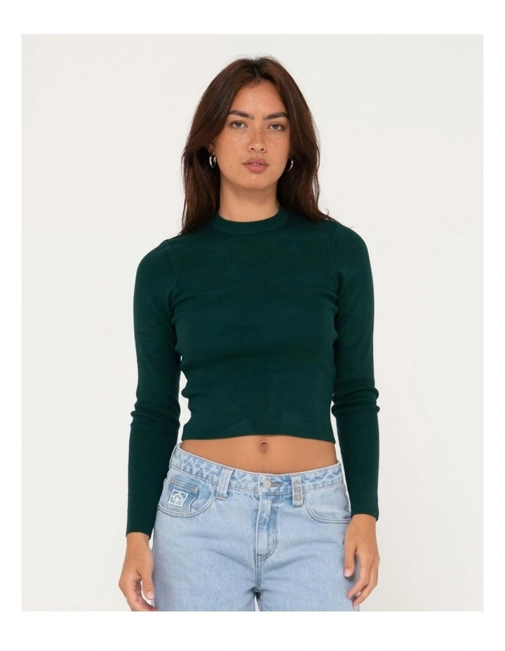 Amelia Skimmer Long Sleeve Knit Top in Green