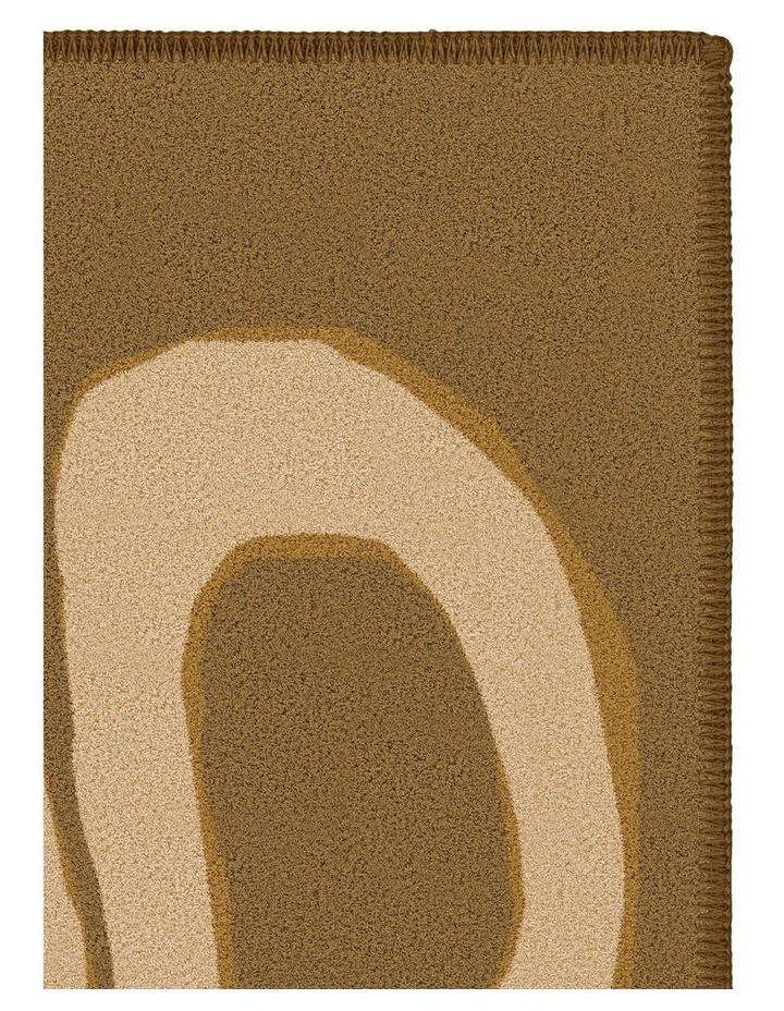 Round Cotton Feel Area Rug in Light Brown