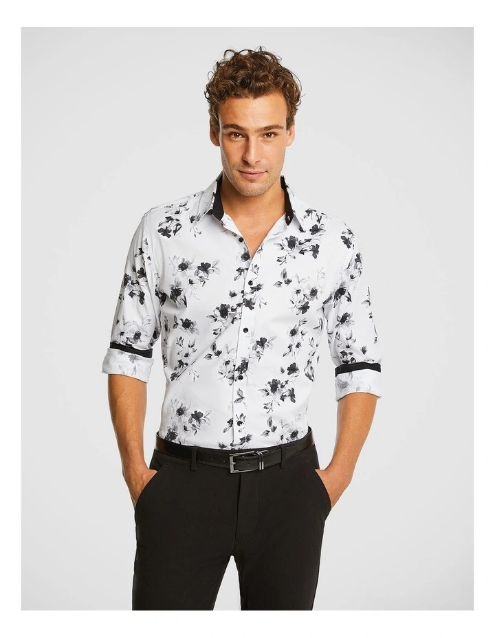 Kraus Floral Slim Shirt in White