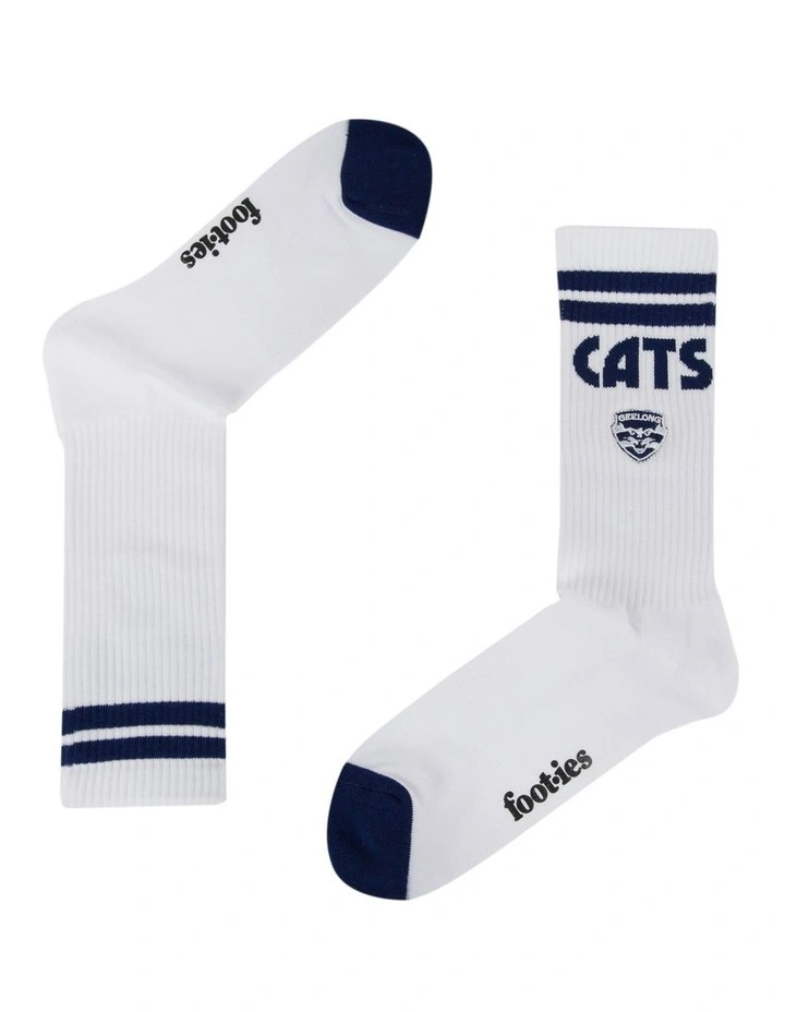Geelong Mascot Sports Crew Socks 2 Pack in Multi