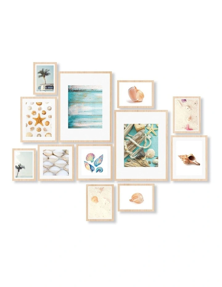 Instant Gallery Wall 12 Piece Frame Set in Oak