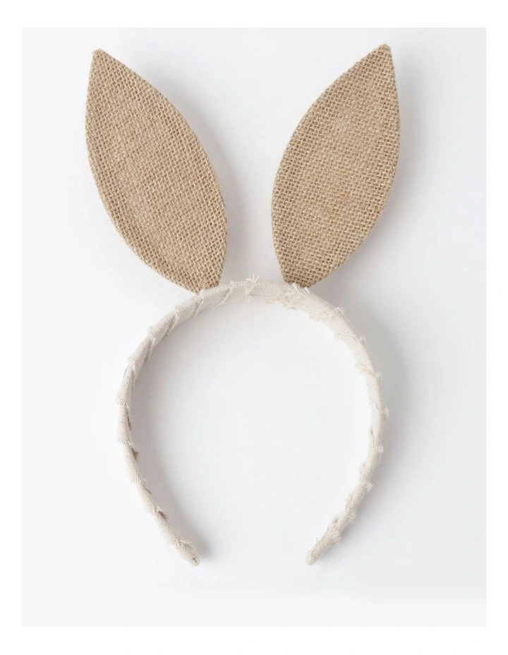 Hessian Bunny Ears Headband 20cm Natural