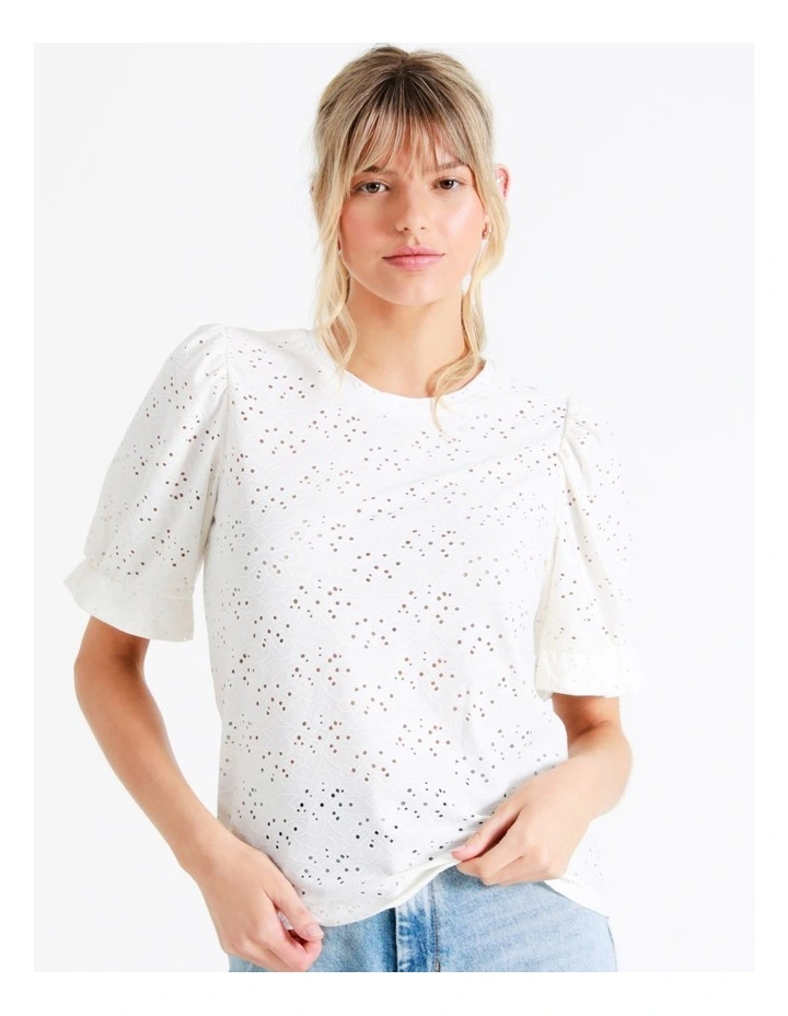 Smilla Short Sleeve Puff Top in Cloud Dancer