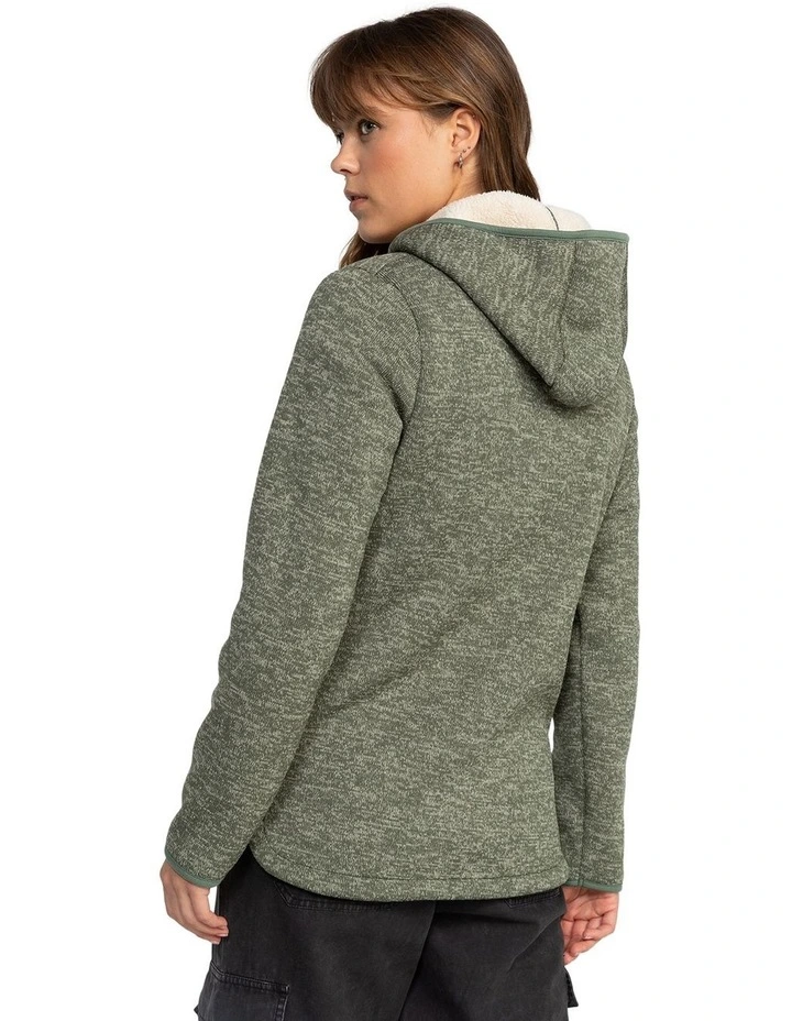 Petal Fever Polar Fleece Zip-Up Hoodie in Agave Green Heather