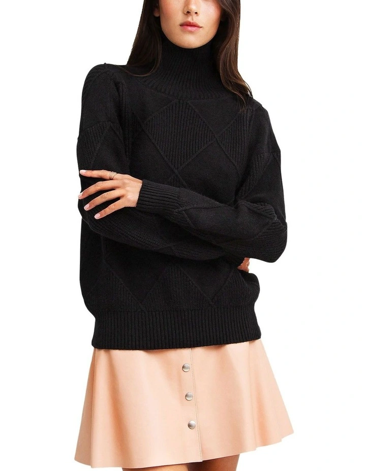 The Academy Turtleneck Jumper in Black