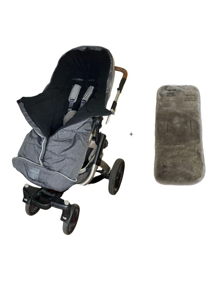 Combi Fleece Footmuff with removable Lambskin Liner in Charcoal/Grey