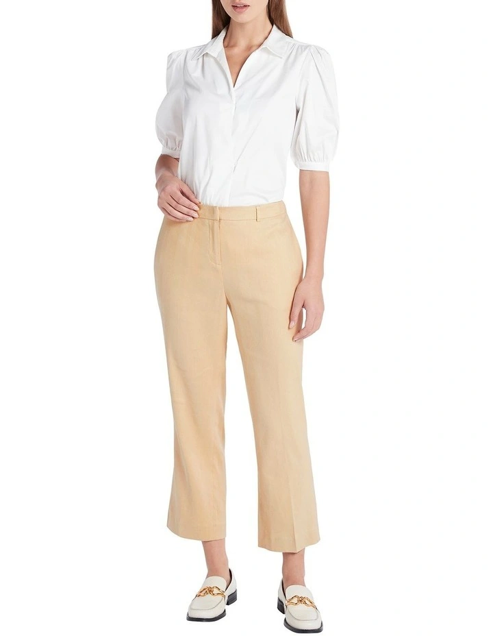 Sybil Kickflare Linen Pant in Beige