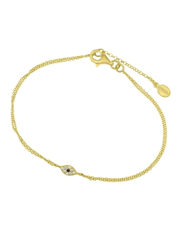 Simply Me Tiny Shiny Yg Bracelet W/ Cz Evil Eye in Gold