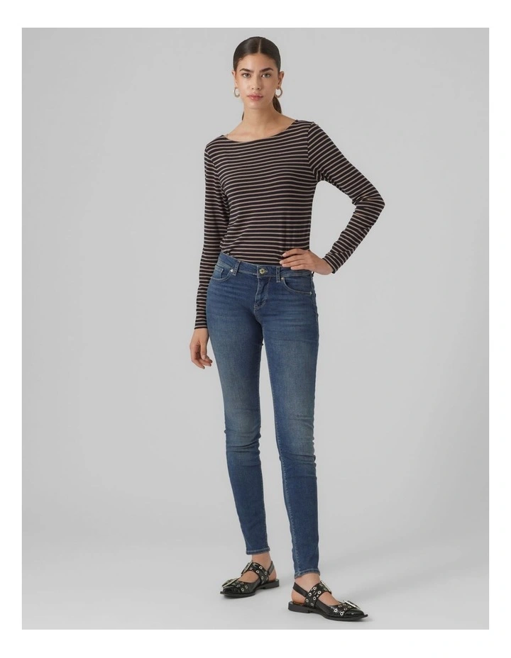 Fiona Long Sleeve Top in Navy Blazer Stripes