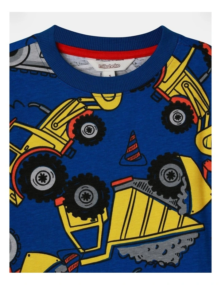 Long Sleeve Printed Tee in Blue