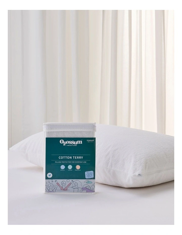 Cotton Terry Waterproof Fitted Mattress Protector in White