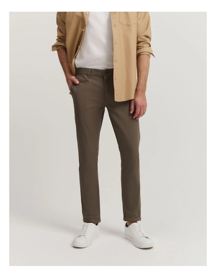 Verified Australian Cotton Slim Fit Stretch Chino in Cappuccino