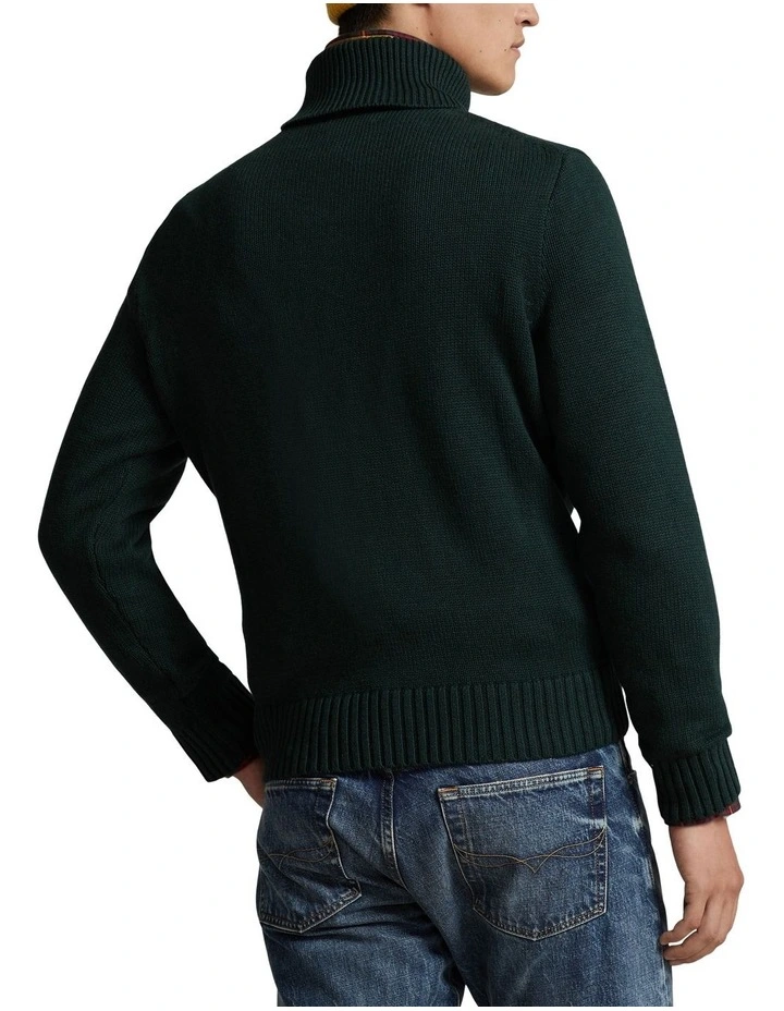 Horsehead Cotton Turtleneck Sweater in Green