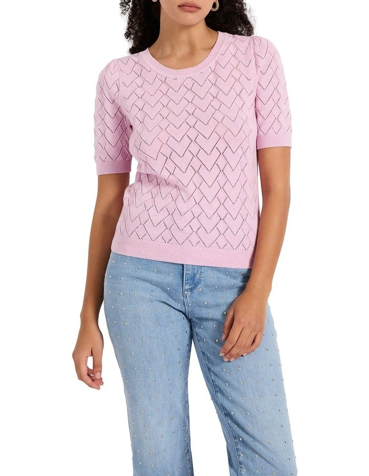 Eden Cotton Speckle Knit Top in Petal