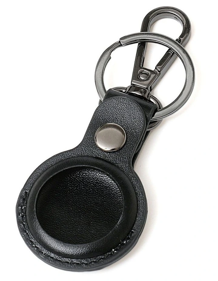 Tilba Airtag Vegan Leather Keyring 2 Pack in Black