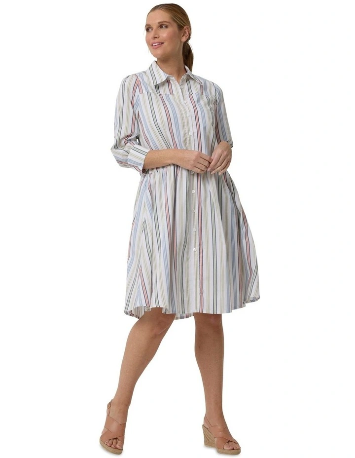Stripe Shirt Dress in Guava Mix
