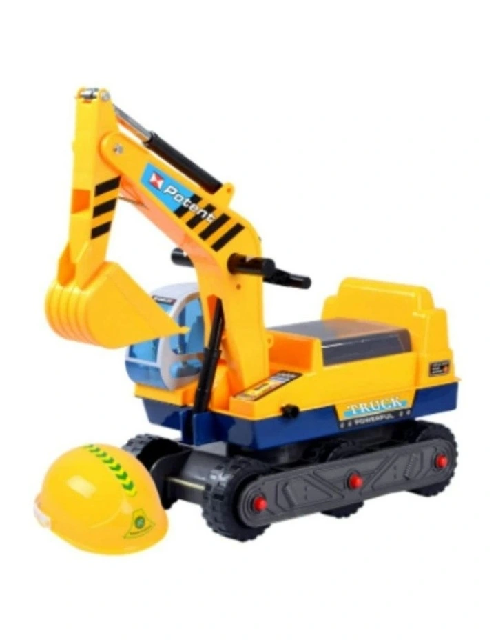 Pretend Ride on Sand Excavator Construction Toy Car with Helmet