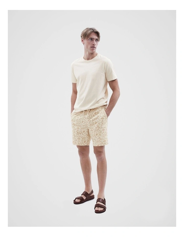 Etched Leaf Beach Short in Cream