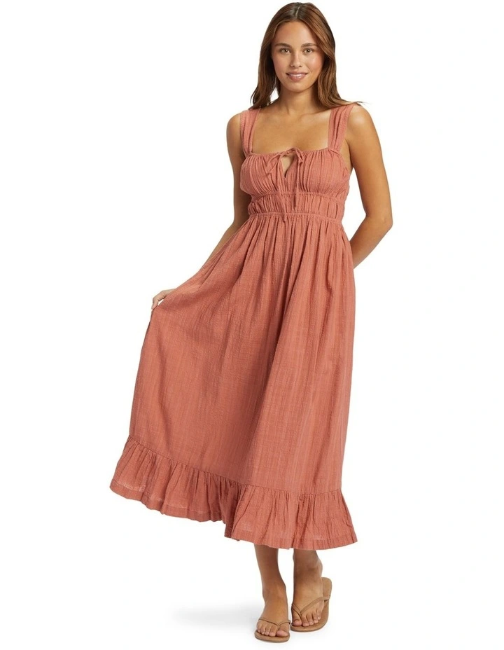 Paradise Winds Midi Dress in Cedar Wood