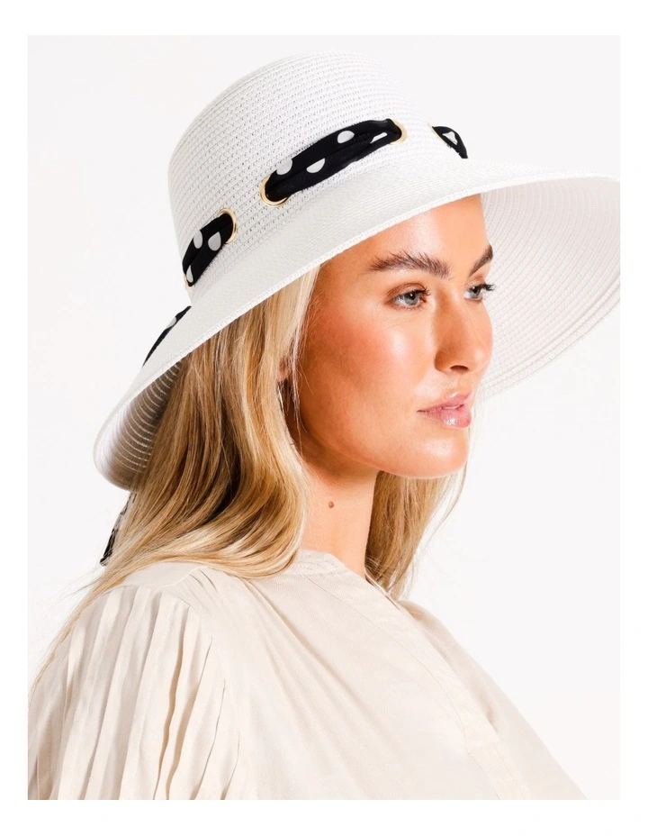 Scarf Detail Summer Hat in White