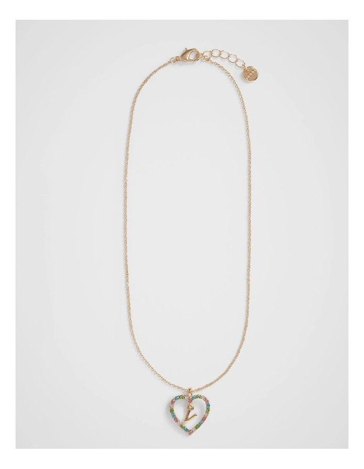 Rainbow Heart Initial "V" Necklace