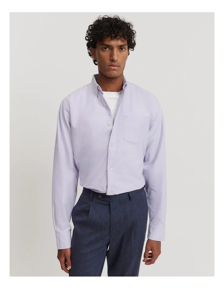 Regular Fit Organically Grown Cotton Oxford Shirt in Lavender