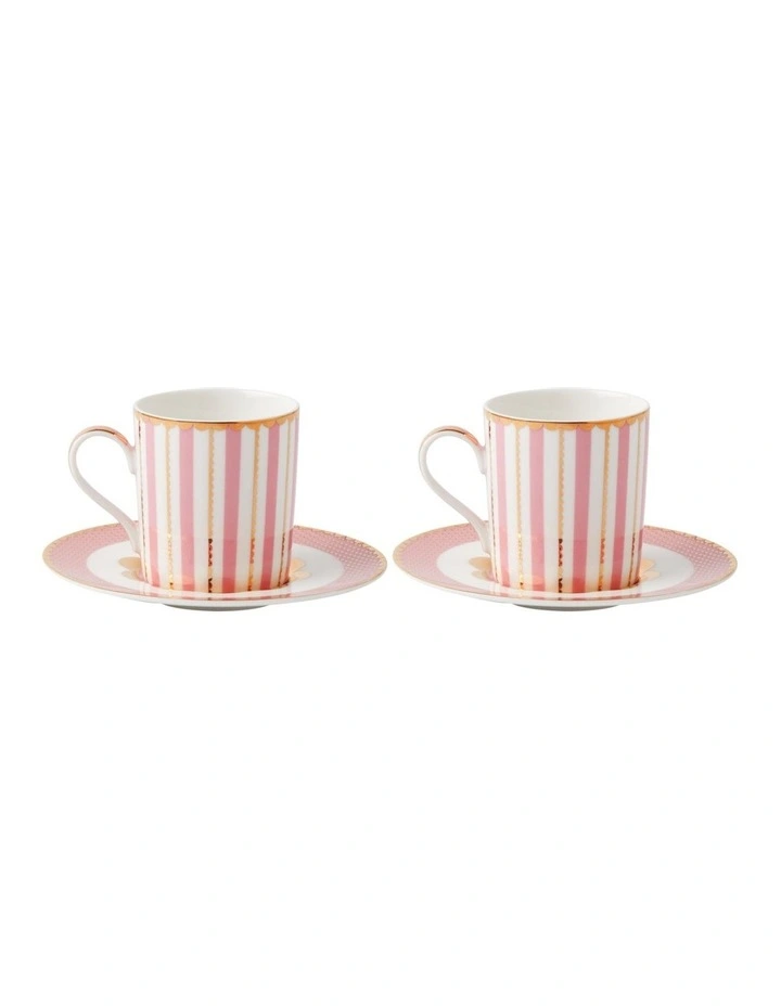 Gift Boxed Teas & C's Regency Demi Cup & Saucer 100ml Set of 2 in Pink