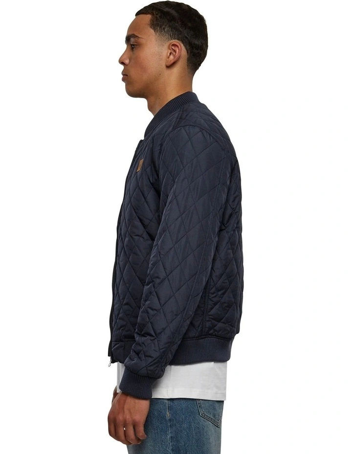 Diamond Quilt Nylon Jacket in Navy