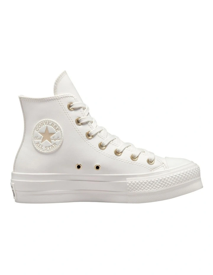 Converse CTAS Lift Synthetic Leather in White/Gold