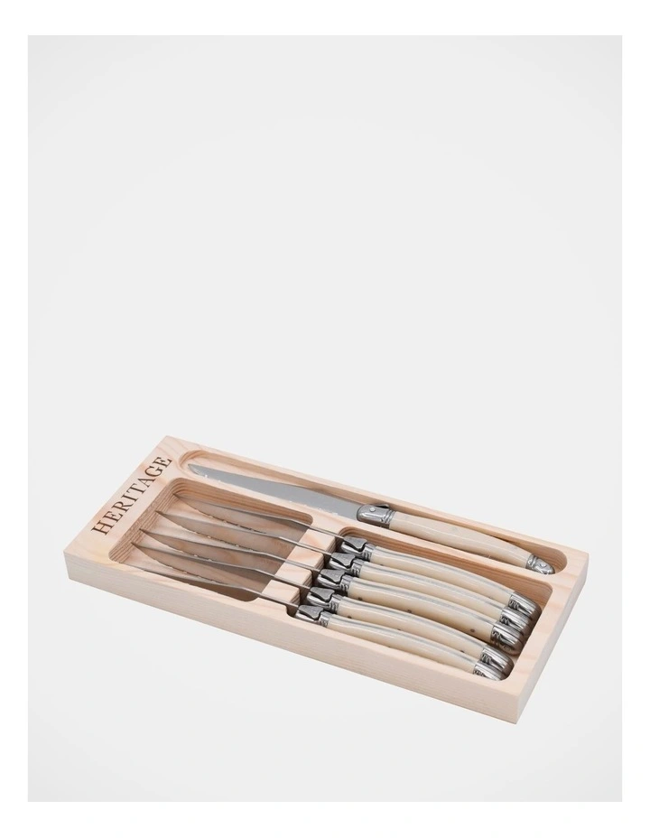 Laguiole Sophistique Steak Knife Set 6 Piece in Ivory