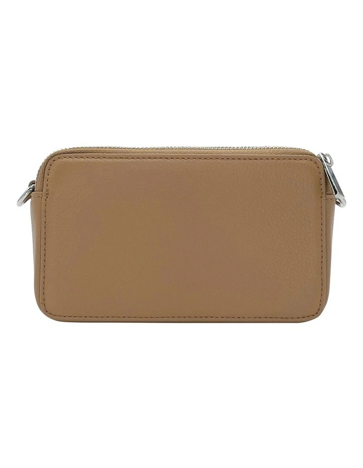 Mocha Mini Leather Chain Crossbody Bag Tan
