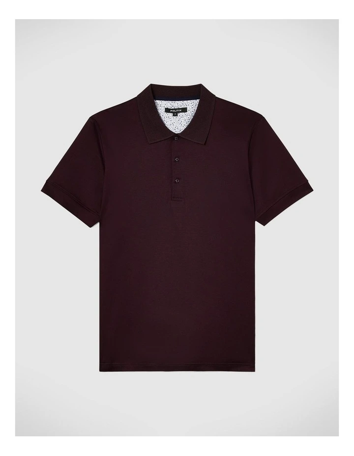 Mercerised Cotton Polo Shirt in Dark Burgundy