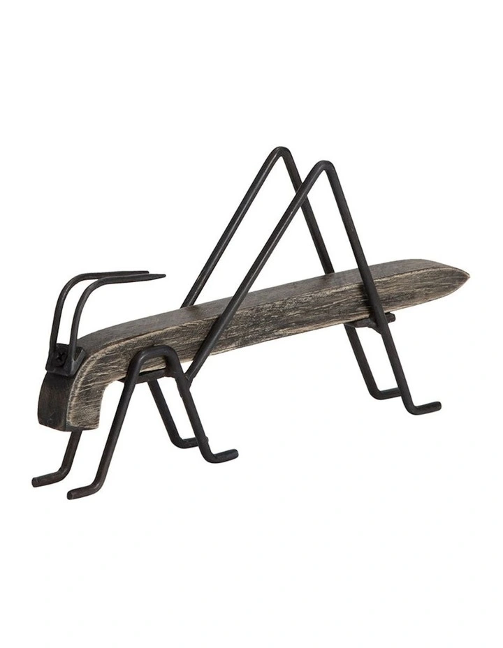 Mango Wood Grasshopper Ornament Small in Natural Wood