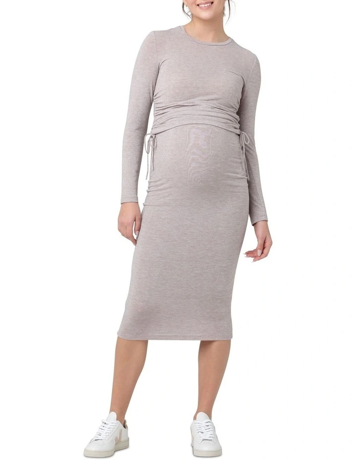 Amber Ruched Long Sleeve Top in Sand
