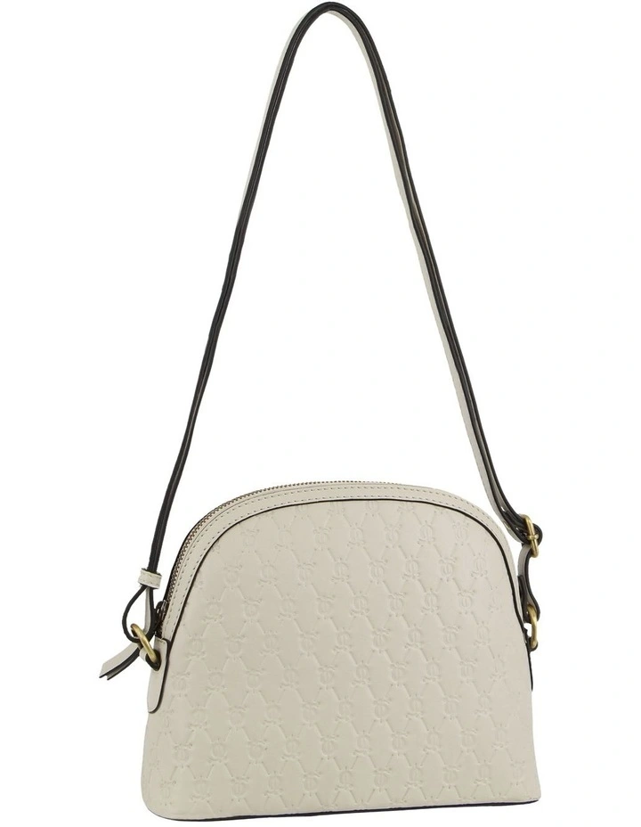 Leather Diamond Embossed Design Cross-body Bag in White