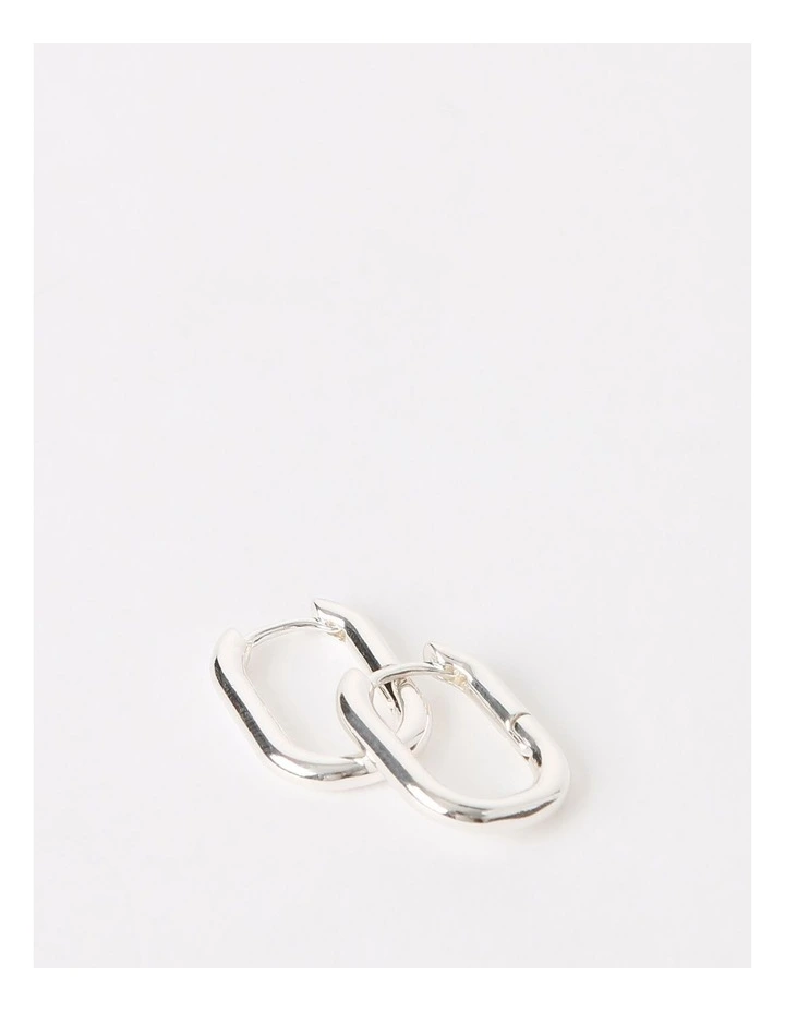 Rectangle Click Hoop Earring in Silver