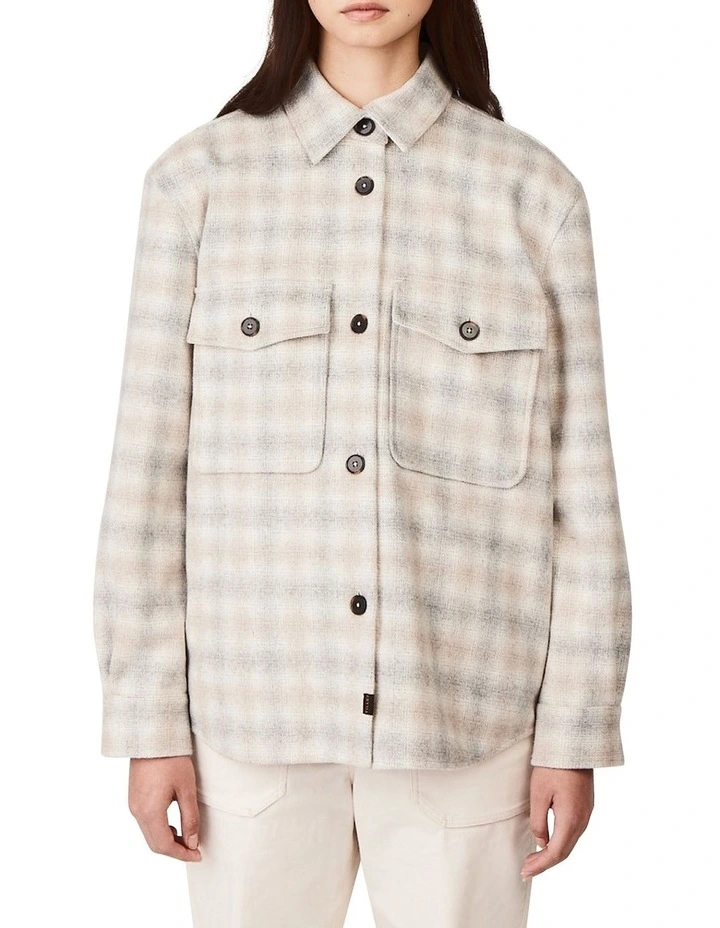 Check Shirt Jacket in Grey