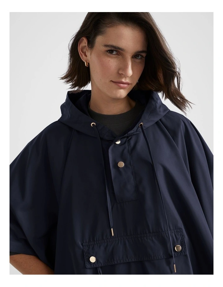 Packable Rain Poncho in Midnight Sky