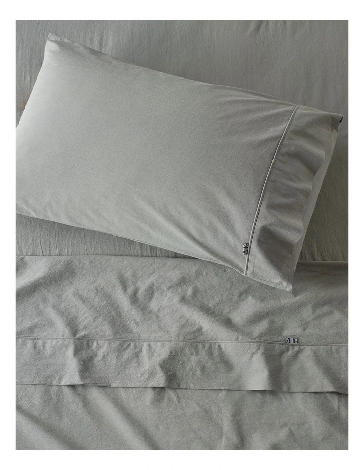 Stonewashed Cotton Flat Sheet in Ash