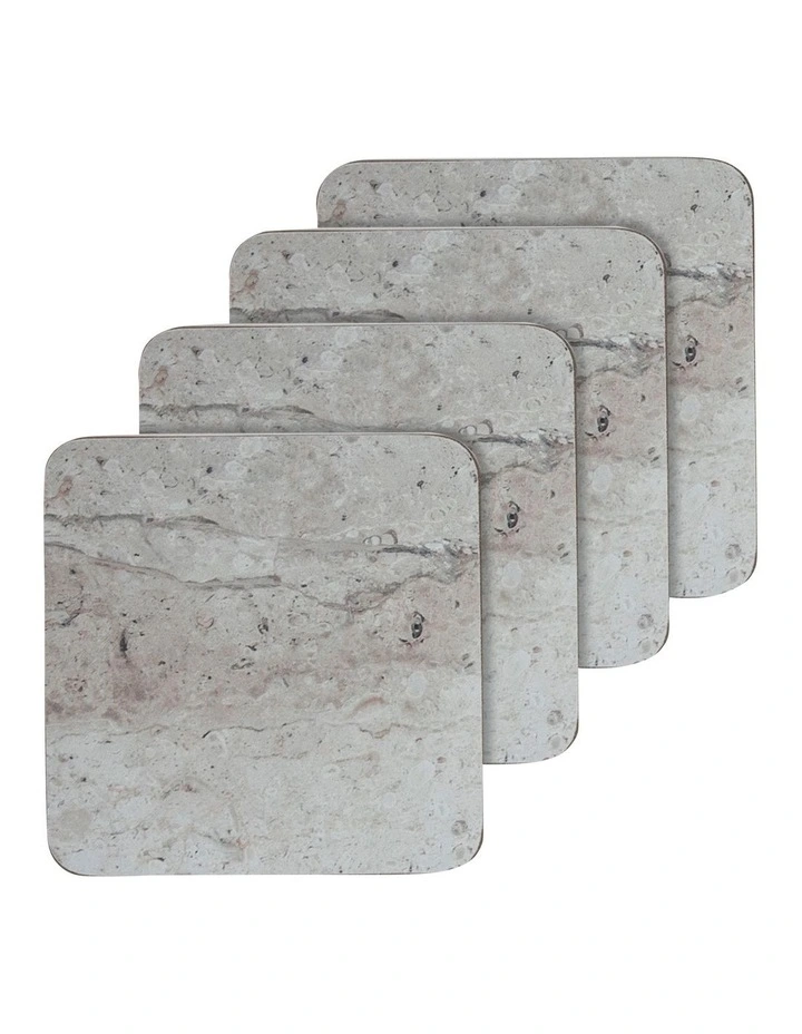 Square Agate Hardboard Coaster 4 Pack in Grey