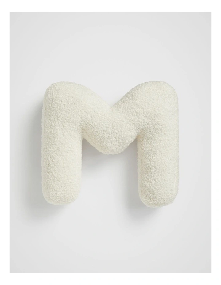 Teddy Initial M Cushion in Cream