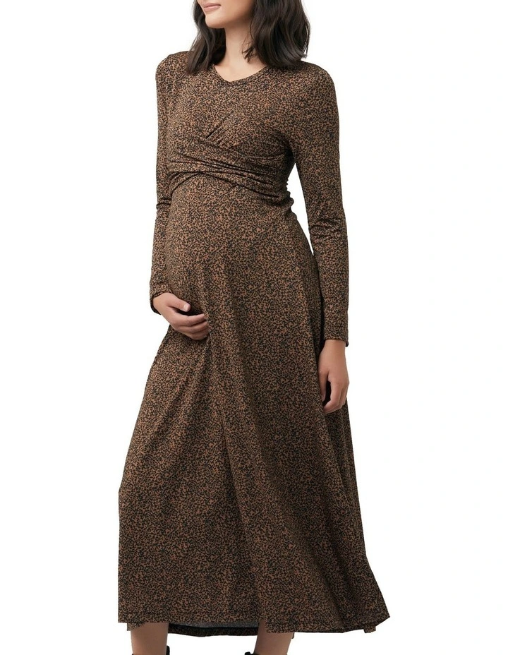 Shae Cross Front Nursing Dress in Tan