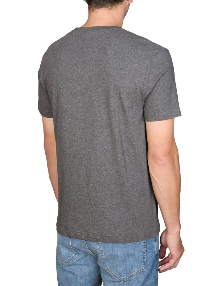 Embroidered Archive Shield T-Shirt in Antracit Melange