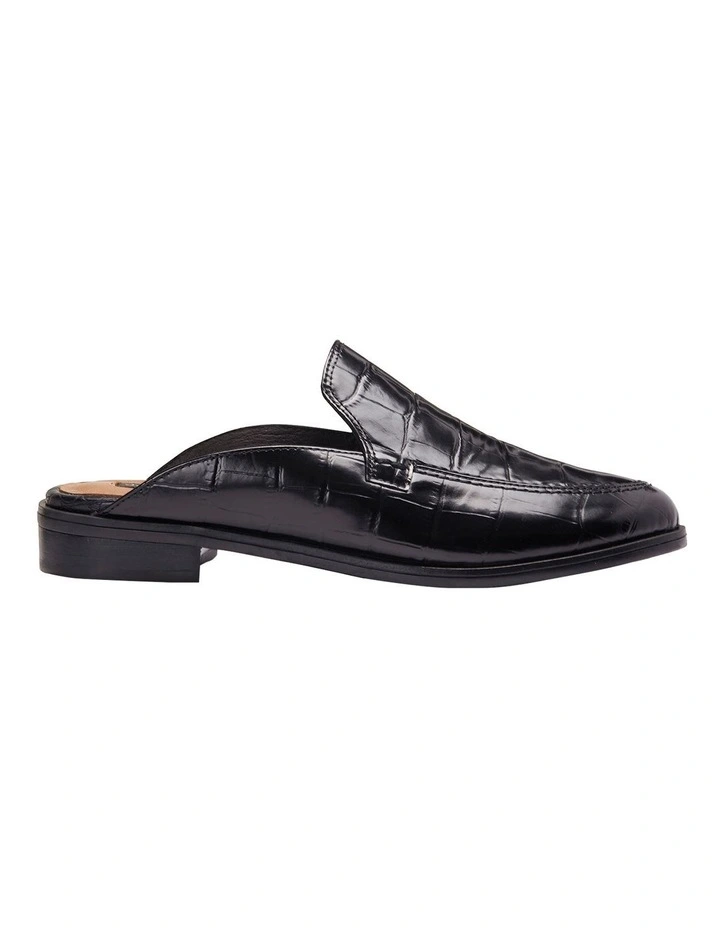 West Black Croc Print Flat Shoes