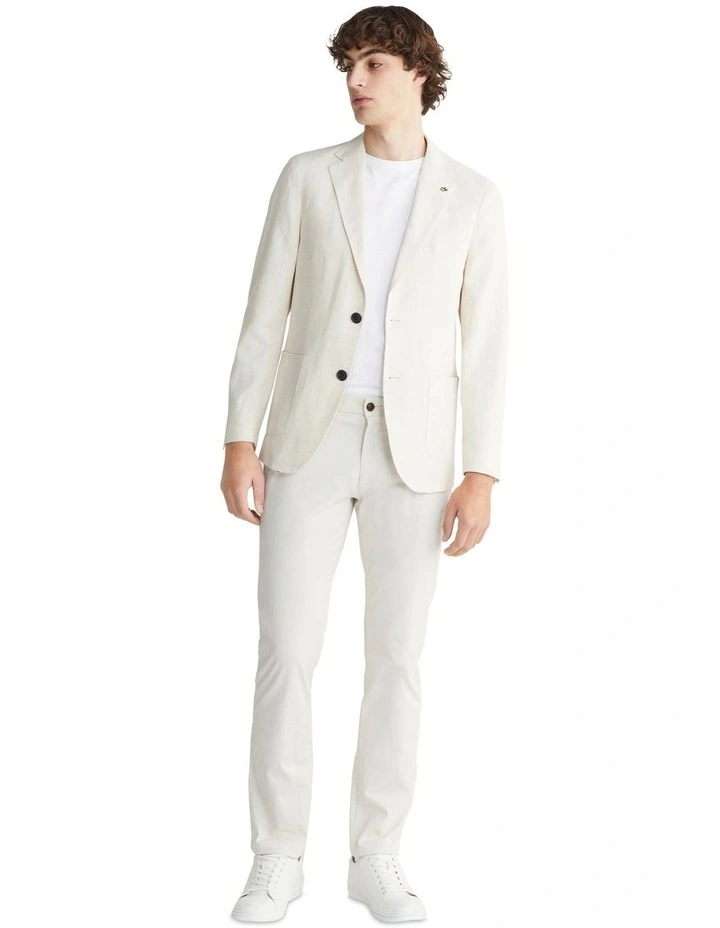 X Slim Window Pane Blazer in Stone