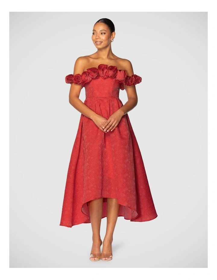 Allegra Rose A-Line Midi Dress in Red