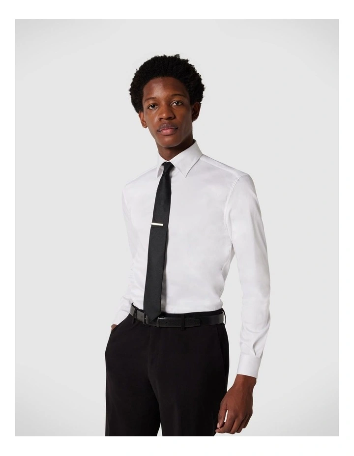 Regular Sateen Long Sleeve Shirt in White