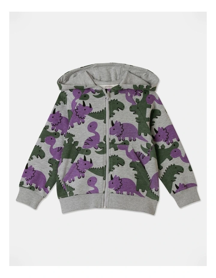Fleece Zip Thru Sweat Top in Grey Marle