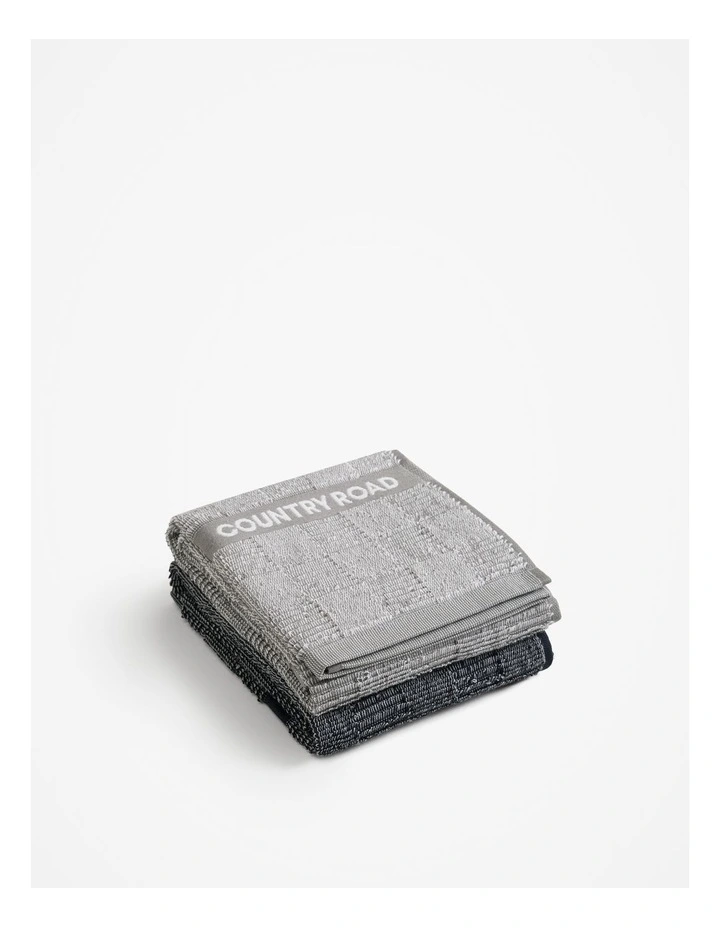 Australian Cotton Erin Tea Towel Pack of 2 in Grey Marle
